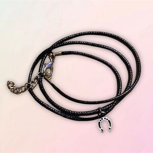 Minimalist, XS, Dainty Horseshoe, Good Luck Charm & Wax Cord Necklace